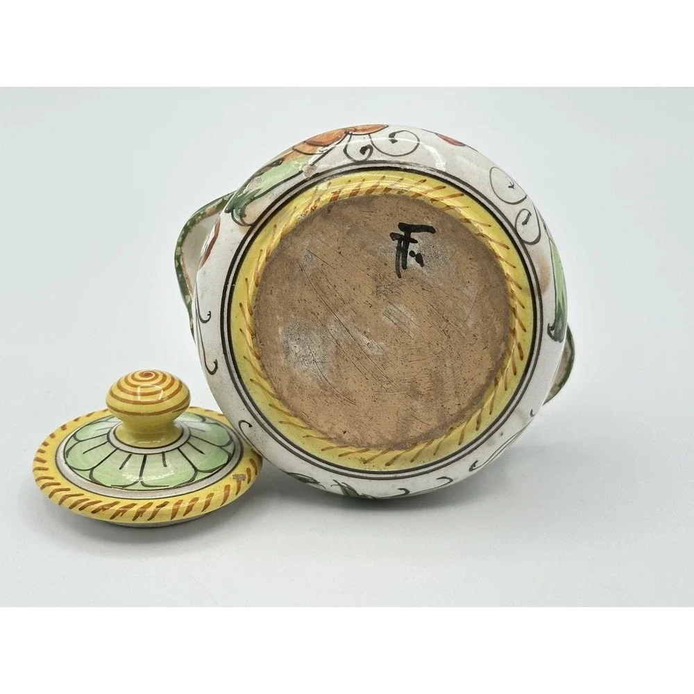 Vintage Fratelli Fanciullacci Hand‑Painted Sugar Bowl — Italian Pottery